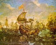 Andries van Eertvelt The Battle of the Spanish Fleet with Dutch Ships in May 1573 During the Siege of Haarlem oil